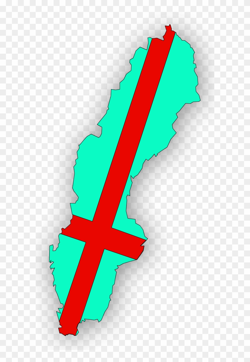 Sweden Flag In Map Vector Clip Art - Cross - Png Download #3767213