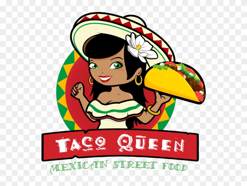 Taco Queen Ⓒ - Mexican Lady Eating Tacos Clipart