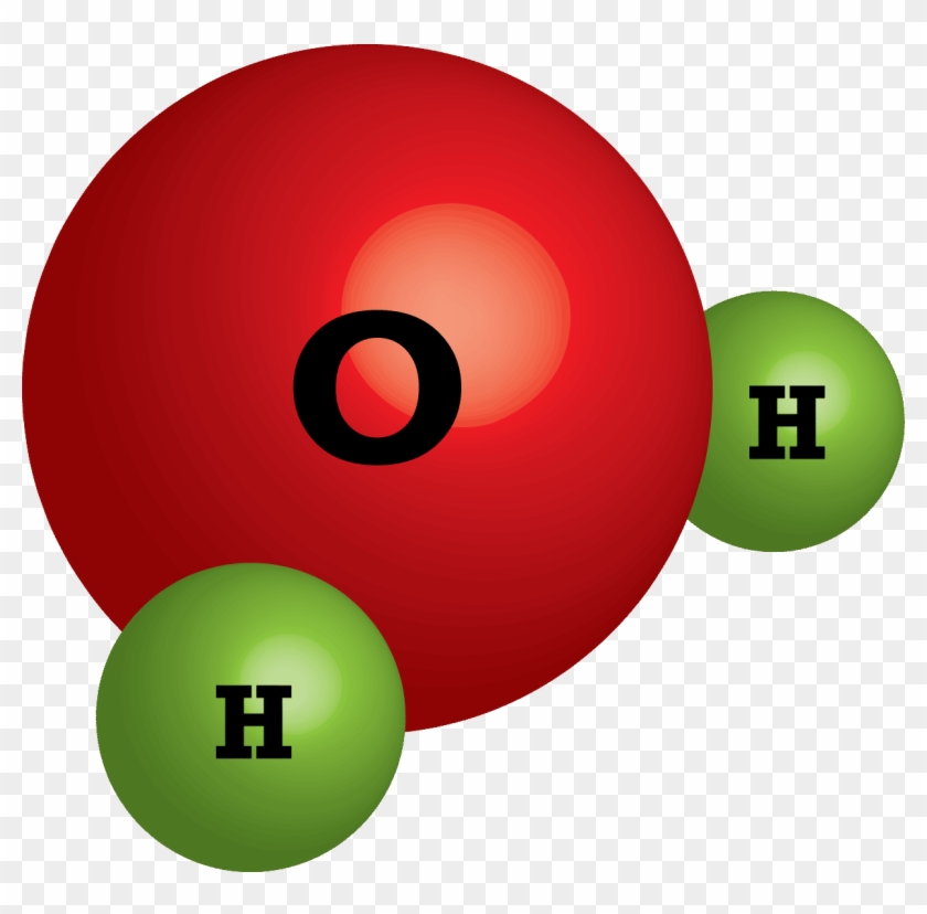 A Model Of A Water Molecule, Showing Two Hydrogen Atoms - Atom Compound Clipart