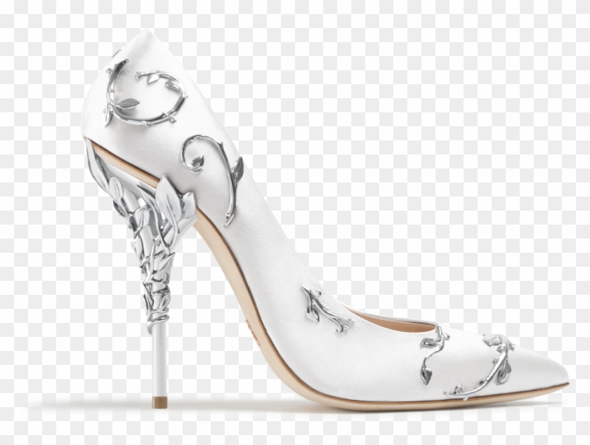 Like Cinderella Shoes White Satin With Silver Leaves - Ralph And Russo Eden Pumps White Clipart