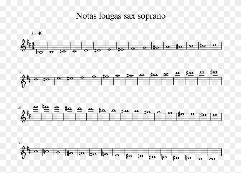 Notas Longas Sax Soprano - Sheet Music Clipart