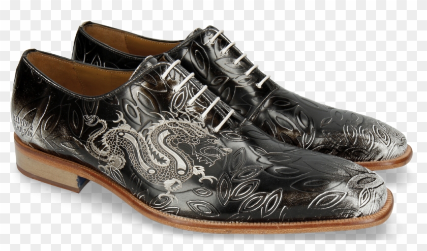 Clark 6 Brush Off Flower Black White Lasercut Oxford - Slip-on Shoe Clipart