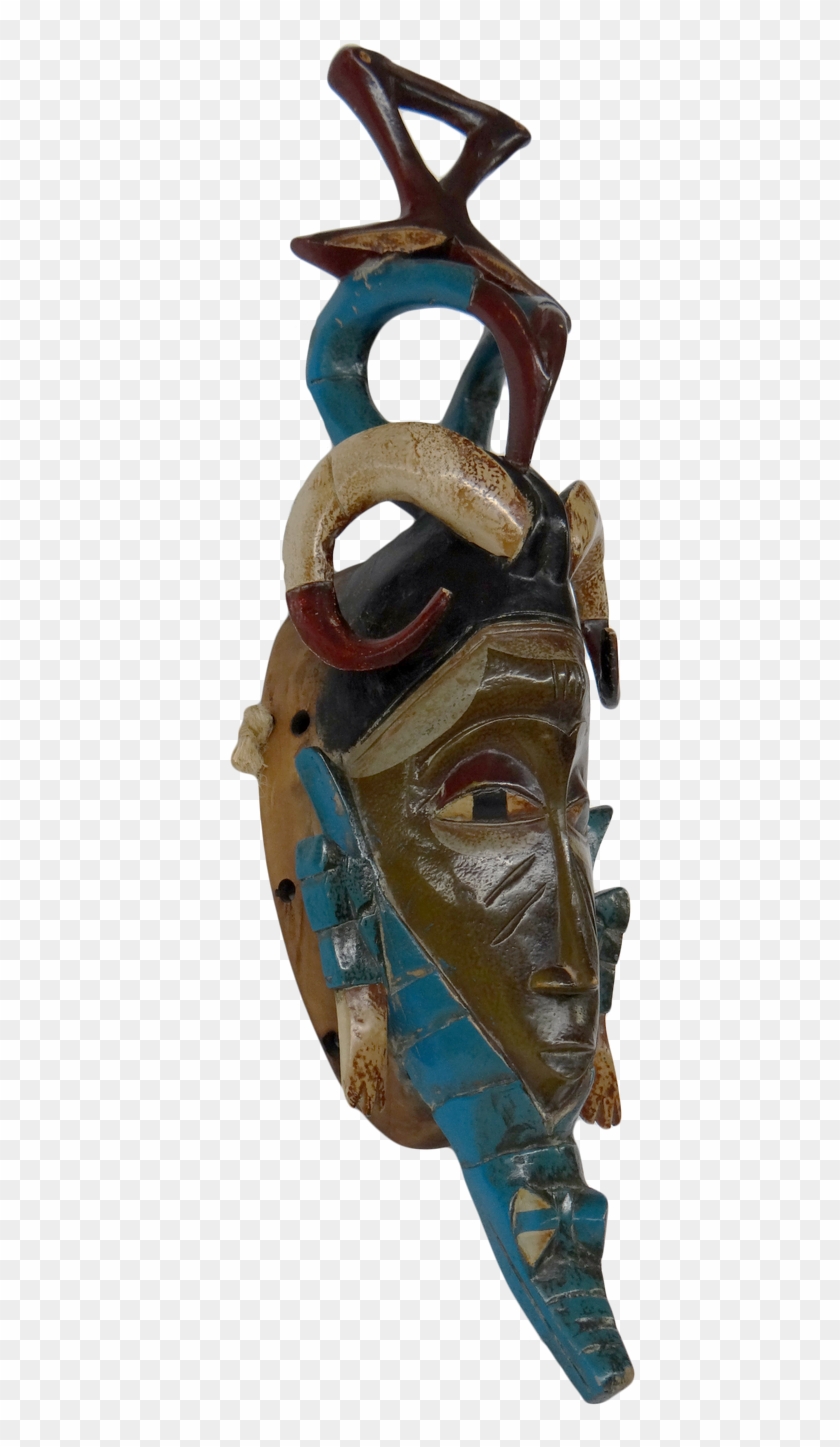 A Beautiful Blue African Mask That Is Made Of Wood - Carving Clipart