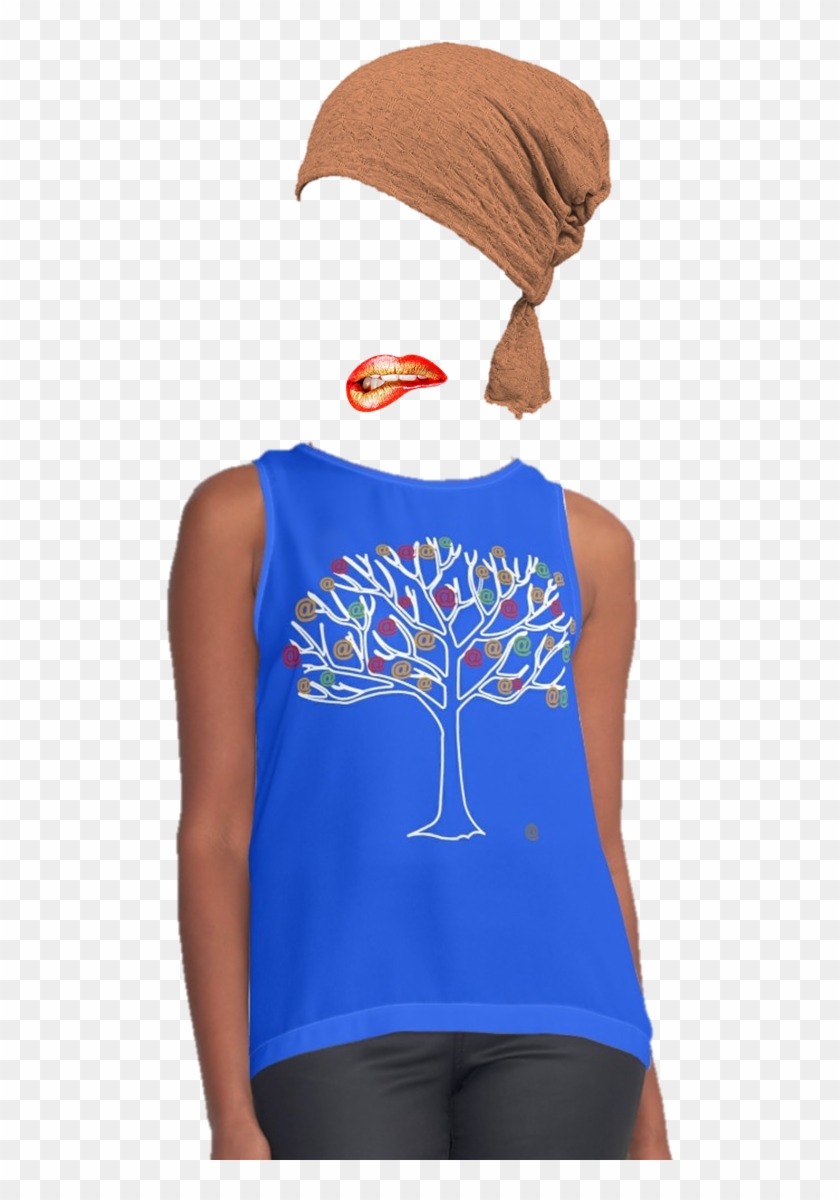 Blusa Azul Sin Mangas Con Ilustracion Arroba - Active Tank Clipart