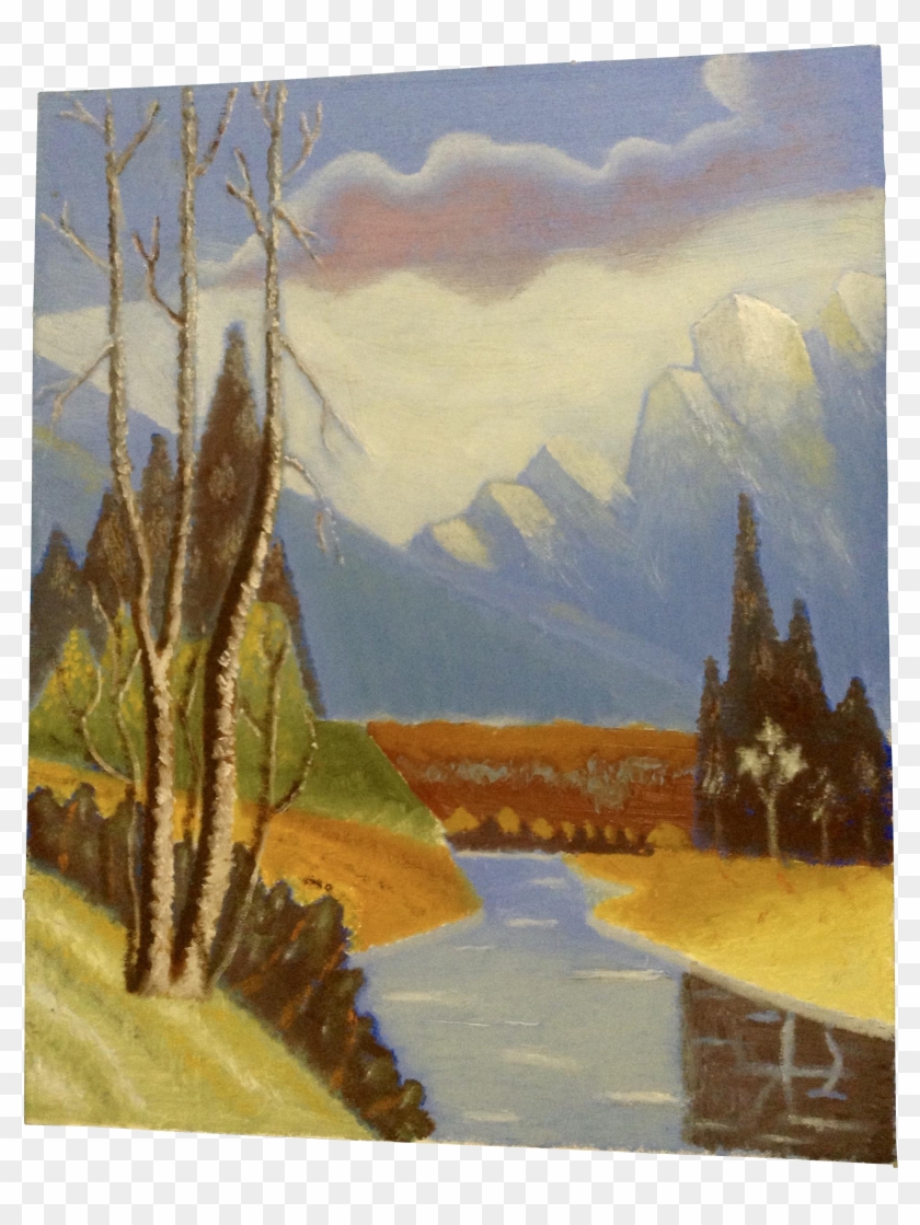 Ernest G Lucas, Oil Painting On Board Mount Rainier - Painting Clipart
