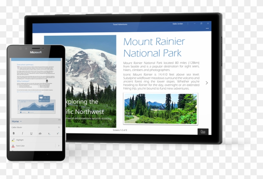 Windows Tablet Displaying A Word Document About Mount - Microsoft Office Clipart #3773108