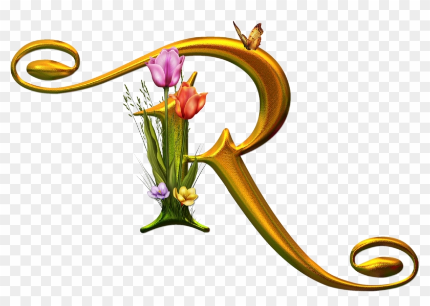 Bello Alfabeto Con Flores Y Mariposas - Letter Design Az Png Clipart