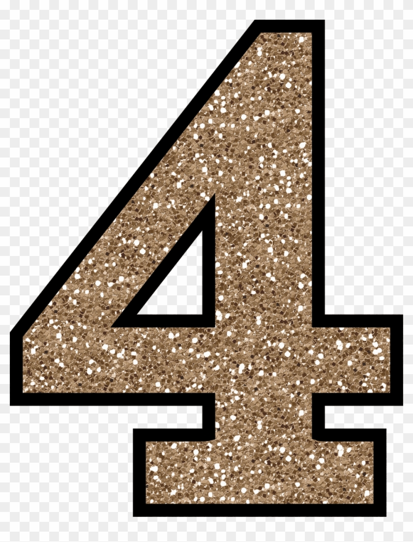 4 Glitter Numbers - Gold Glitter Number 4 Clipart