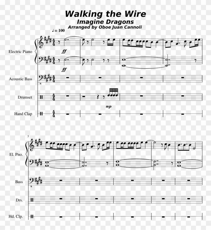 Walking The Wire By Imagine Dragons Sheet Music For - Sheet Music Clipart #3776764