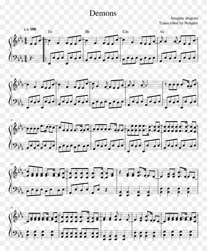 Print And Download In Pdf Or Midi Demons Something Just Like This Piano Easy Clipart Pikpng