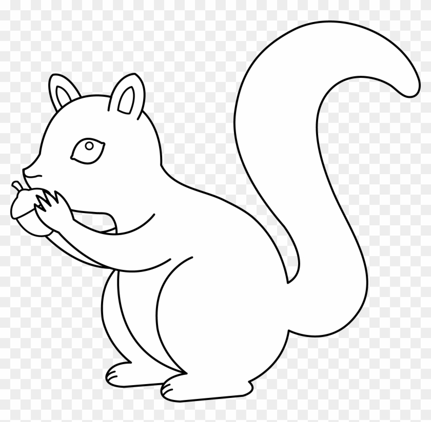 Acorn Clipart Fox Squirrel - Squirrel In Snow Clipart Black And White - Png Download