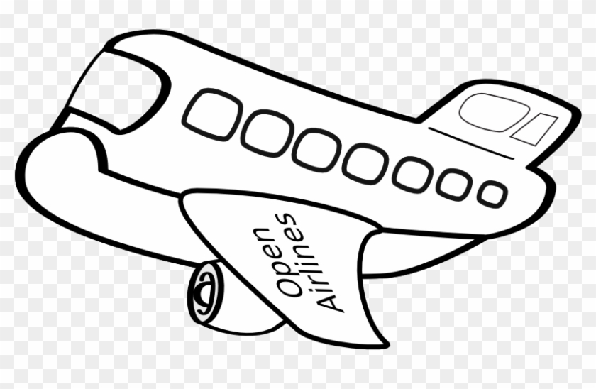 Aereo Passeggeri Funny Airplane Black White Line Art - Transparent Background Airplane Png Cartoon Clipart