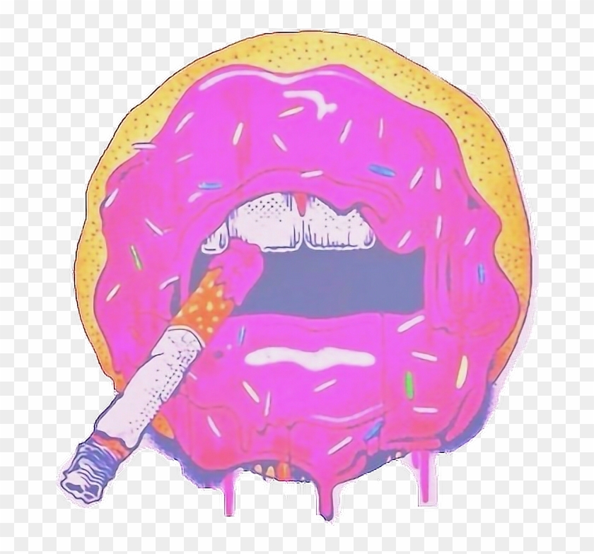 #smoke #mouth #donut #rosquinha #kawaii #fofo #lindo - Tattoo Design Donuts Clipart
