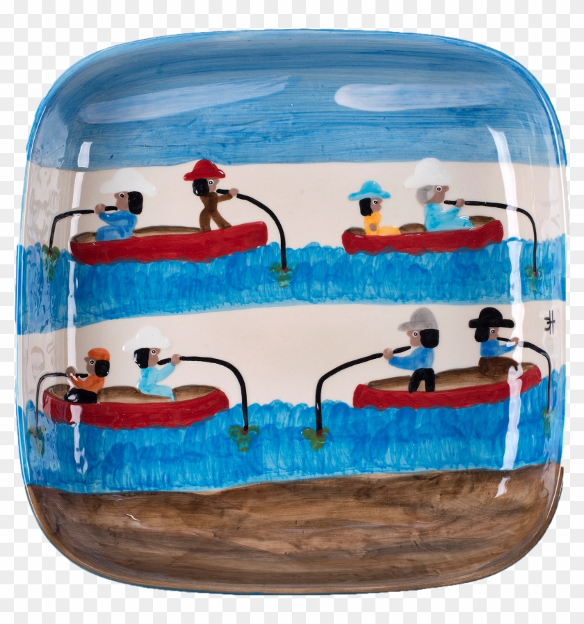 Gone Fishing Square Bowl - Cake Decorating Clipart #3778314