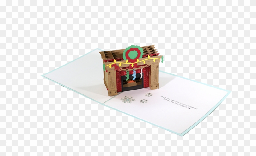 Christmas Fireplace Pop Up Card - House Clipart