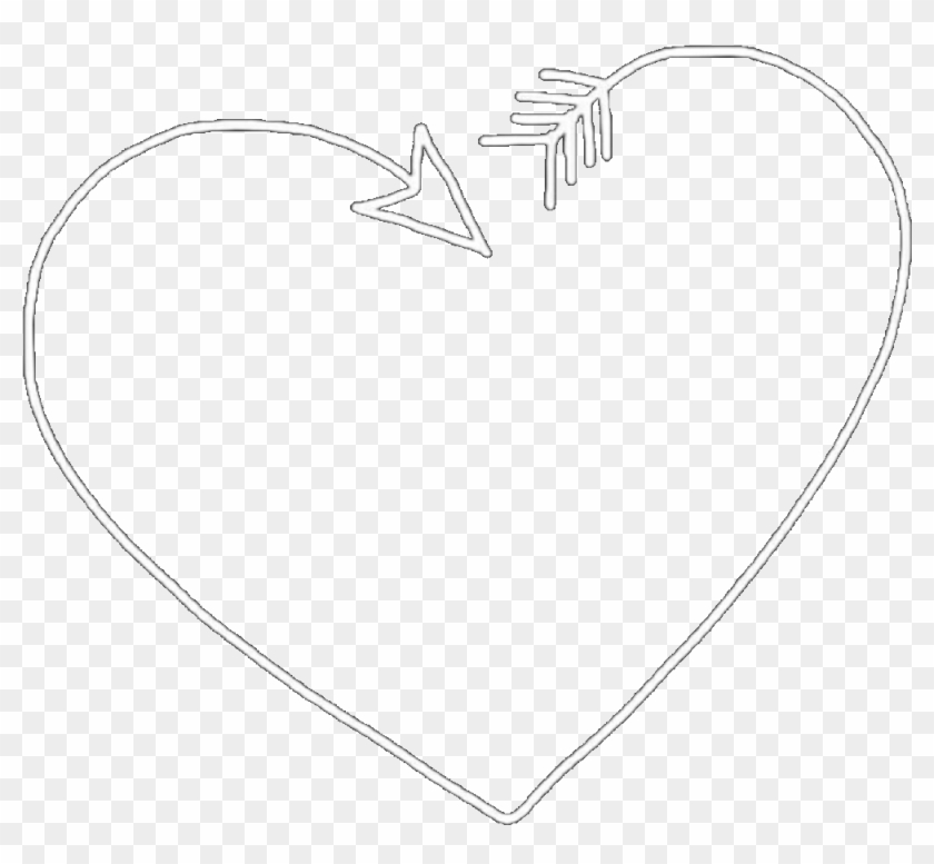 #heart #arrow #whiteheart #whitearrow #whitetheme #white - Line Art Clipart #3780858
