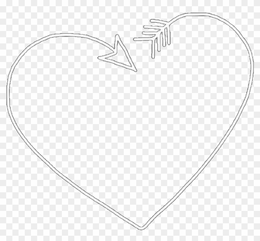 #heart #arrow #whiteheart #whitearrow #whitetheme #white - Line Art Clipart