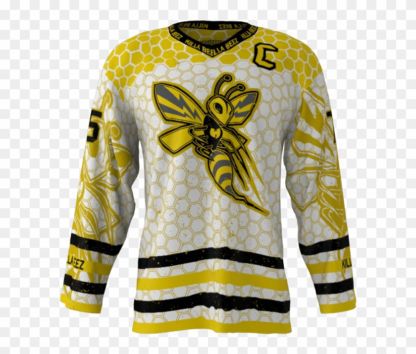 Killer Bees White Custom Hockey Jersey - Bee Jersey Clipart #3781508