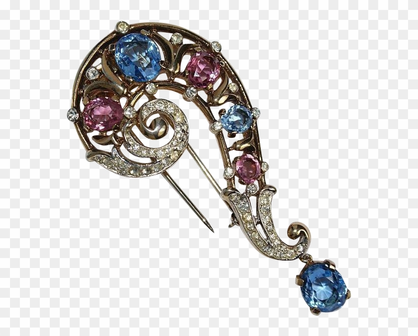 Trifari Pastel Stones Question Mark Clip Pin 1940's - Crystal - Png Download #3782985