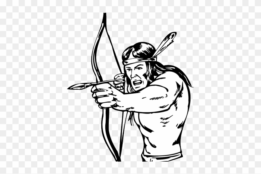 Native American Clipart Arrow - Bow And Arrow Warrior Drawing - Png Download