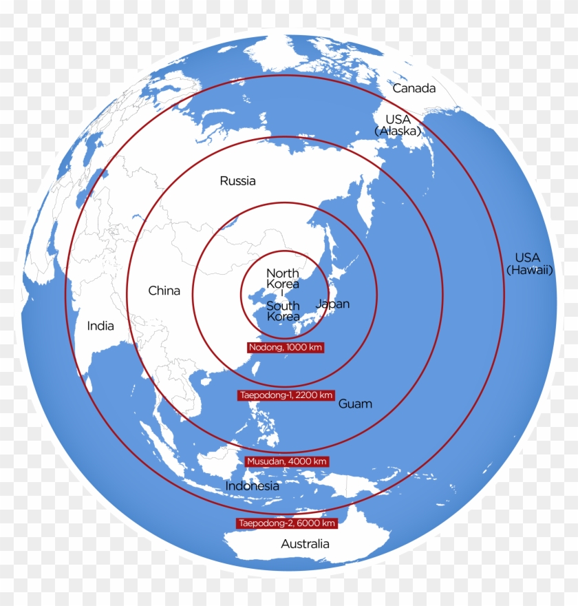 Estimated Maximum Range Of North Korean Missiles - Map Of Asia Without Middle East Clipart