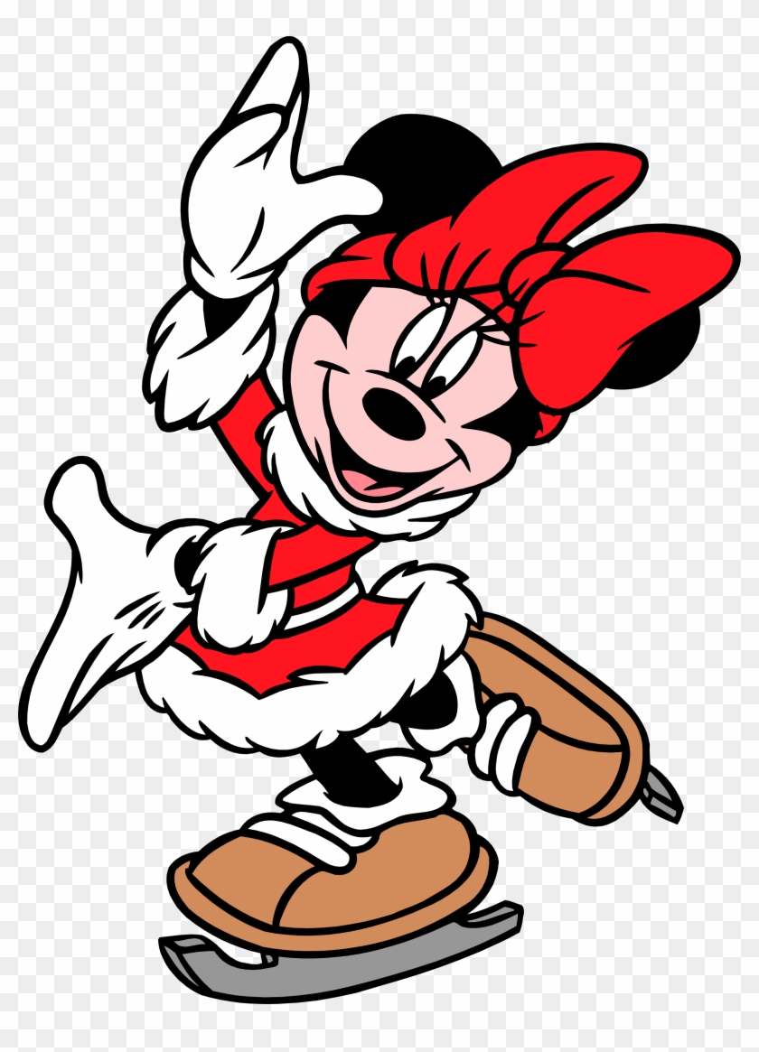 Minnie Mouse, Mickey Mouse, Drawing, Fictional Character, - Minnie Mouse Christmas Skating Clipart