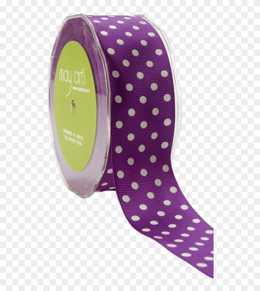 Purple With White Dots Ribbon - Ribbon Clipart