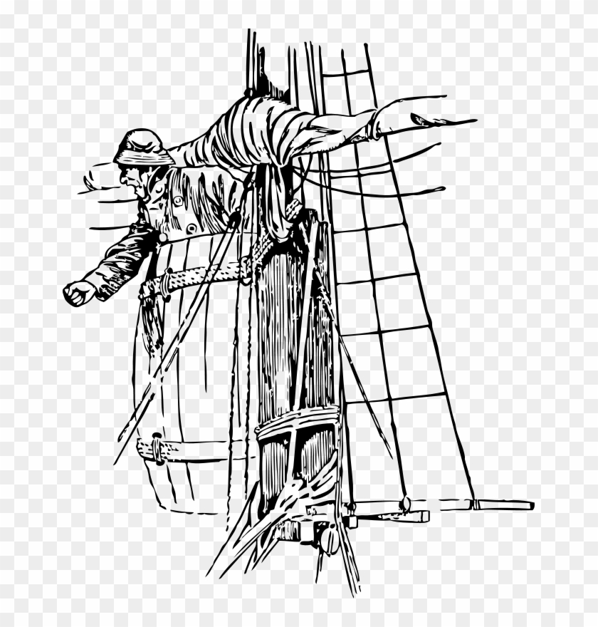 Sailor In The Crows Nest Drawing Clipart