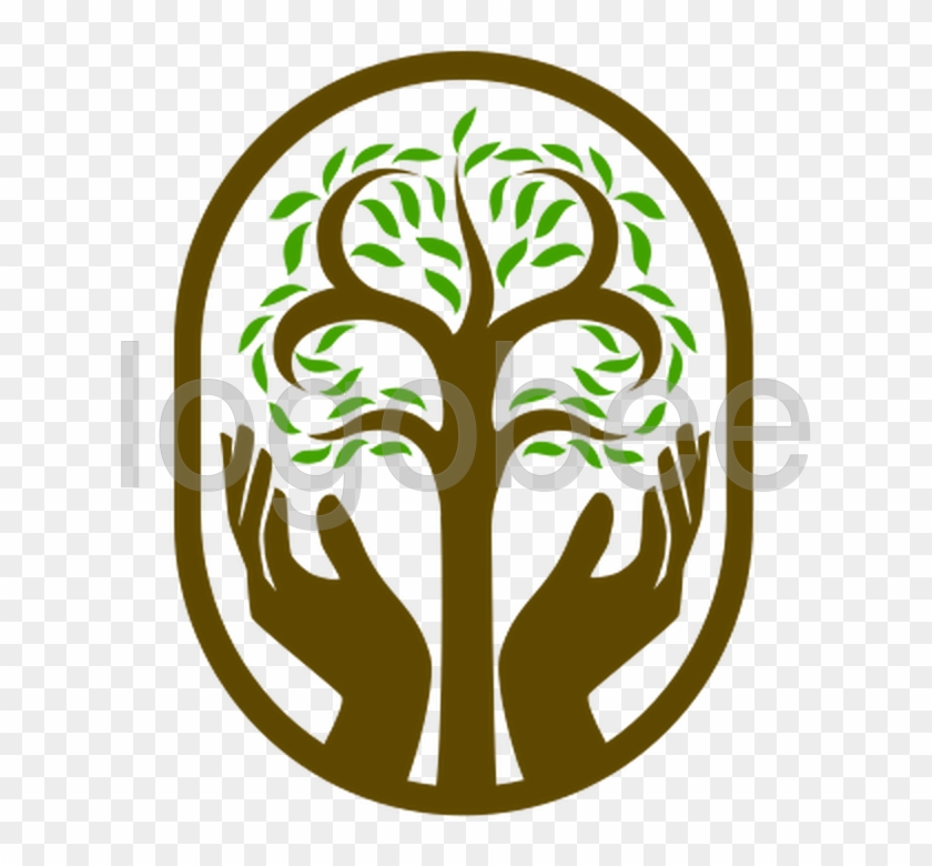Tree And Hands Logo - Illustration Clipart #3786164