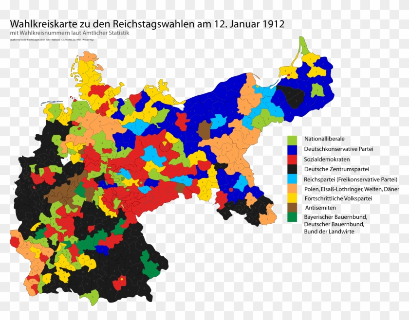 Karte Der Reichstagswahlen 1912 - German Election Map 2017 Clipart