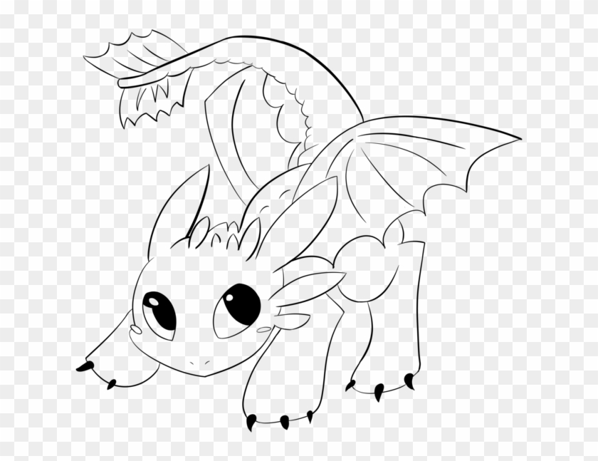 Toothless Lineart By Araly - Baby Toothless Coloring Pages Clipart