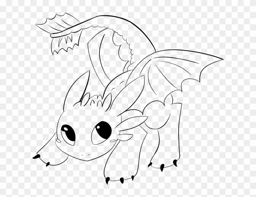 Toothless Lineart By Araly - Baby Toothless Coloring Pages Clipart #3786618