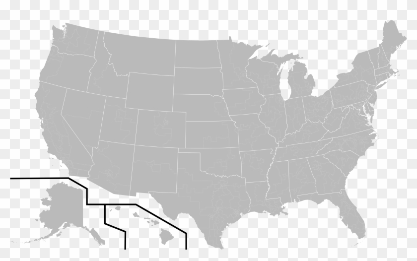 Us House Blank White Borders - Blank Congressional District Map Clipart #3787651