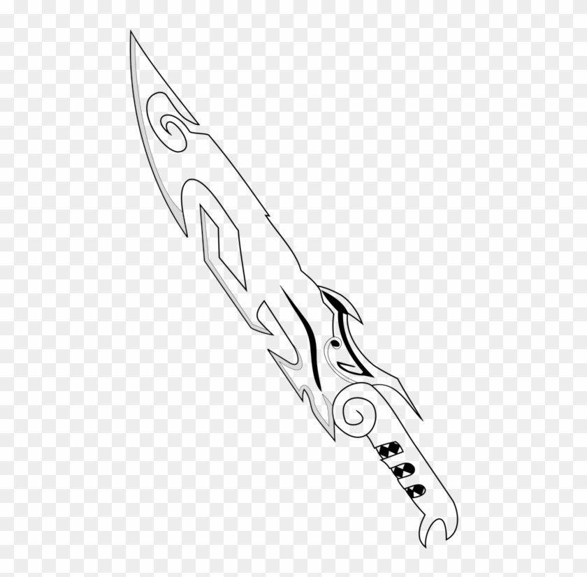 Sword Drawing Line Art Samurai Weapon - Sketch Clipart