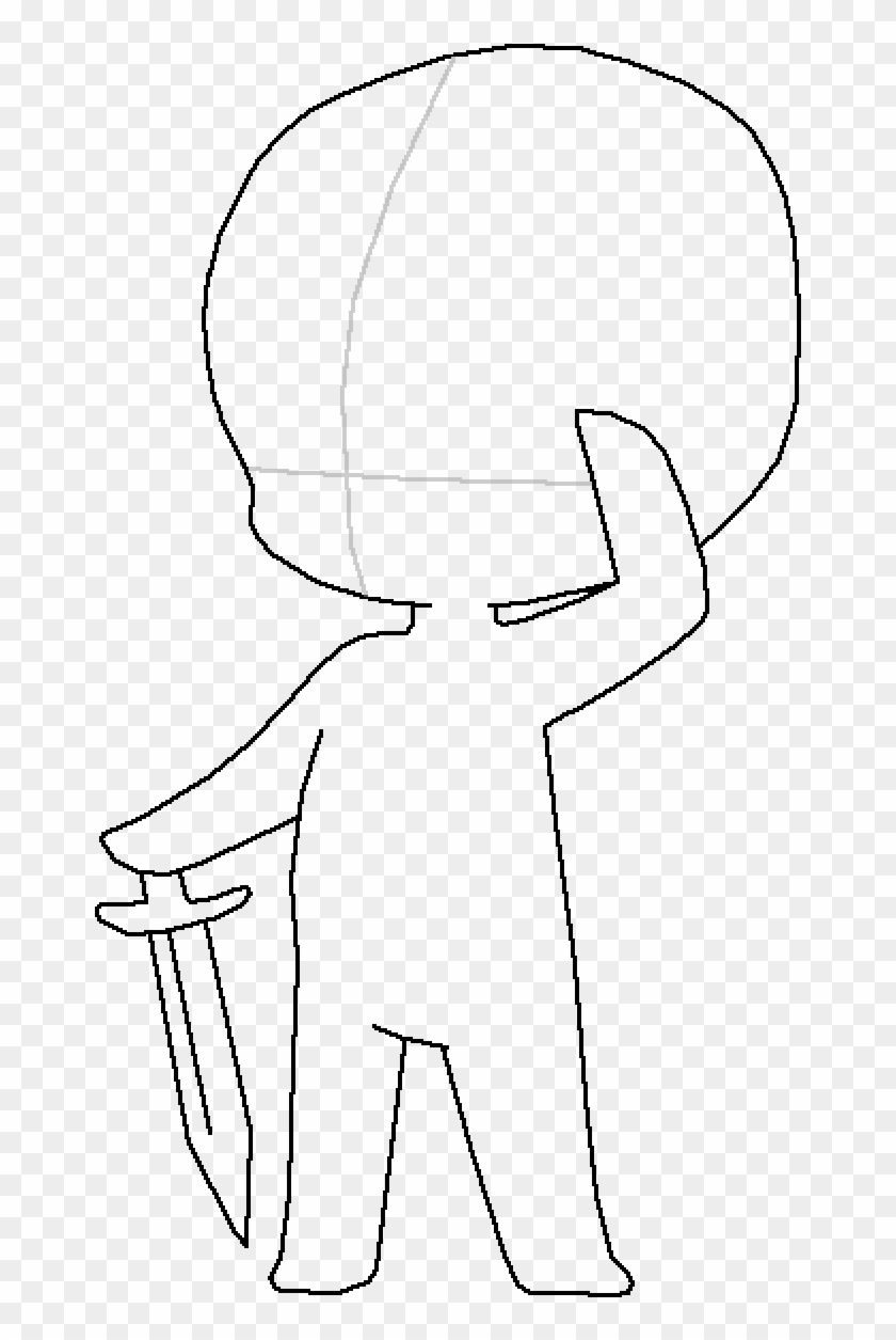 Chibi With A Sword Xd - Line Art Clipart #3789725