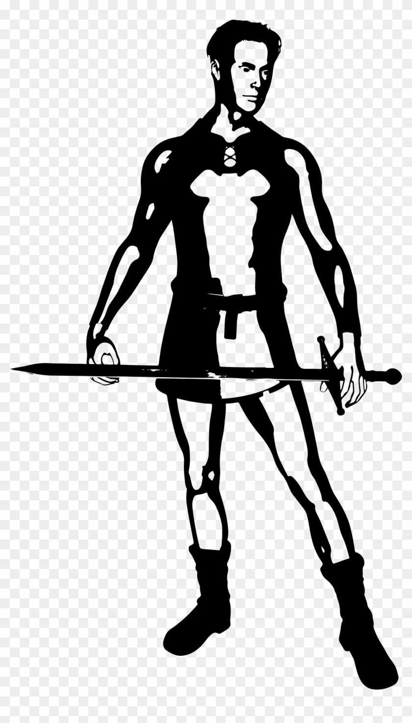 This Free Icons Png Design Of Knight With Sword Silhouette - Dibujo Hombre Edad Media Clipart #3789906