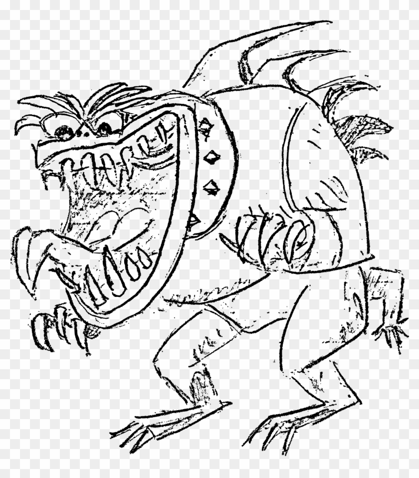 This Free Icons Png Design Of Lizard Monster - Line Art Monster Clipart #3791057