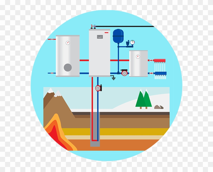 Qodef Image With Icon - Geothermal Heat Pump Vector Clipart