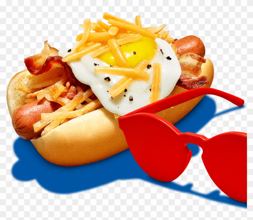 Covered With Crisp Bacon, Fried Potato Hash And A Cheese-topped - Chili Dog Clipart #3792502