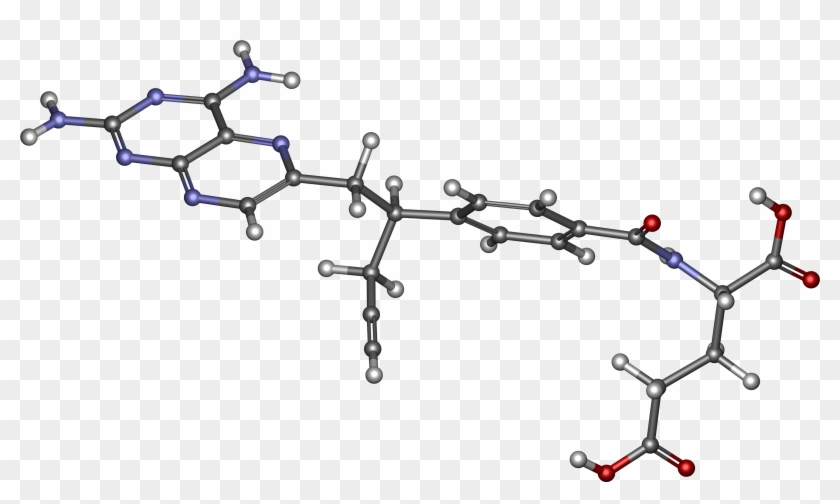 Pralatrexate Ball And Stick - Map Clipart #3792719