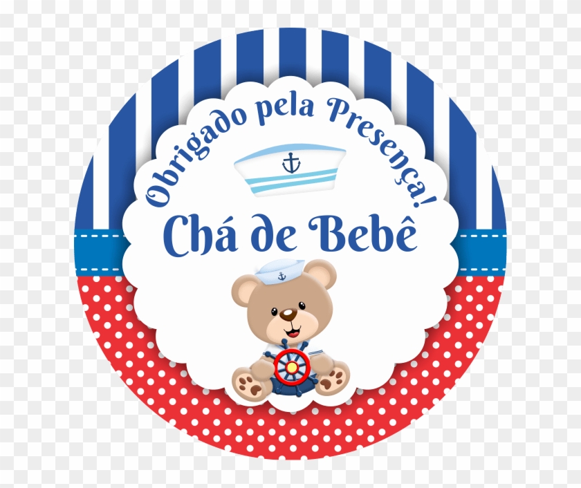 Adesivo De Bebê Ursinho Marinheiro Azul Redondo Persona - Baby Yoke Frock Cutting Clipart #3793023