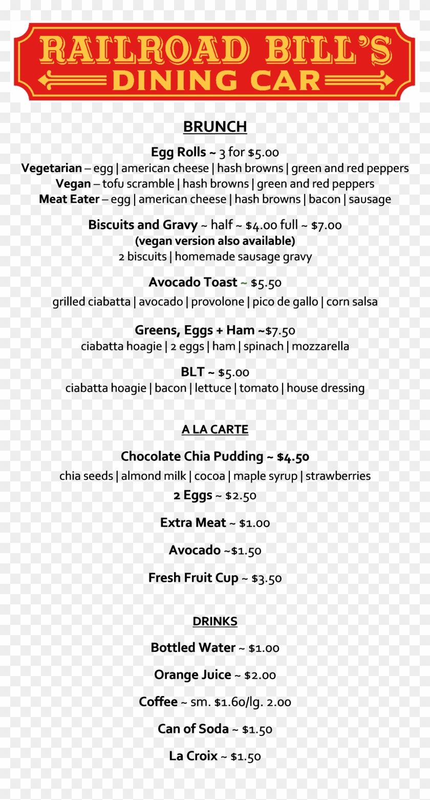 Railroad Bill's Food Truck Menu - Mindful Games Activity Cards Clipart