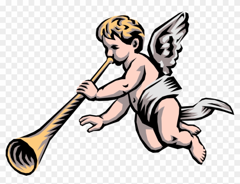 Angelic Trumpet Png - Baby Angel With Trumpet Clipart #3793477