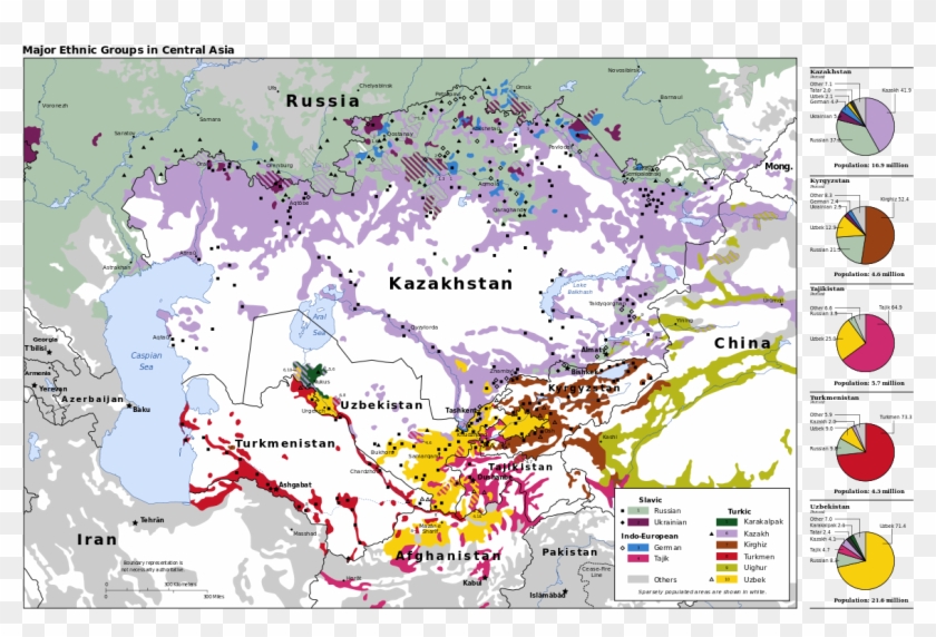 Central Asia Population Map Clipart