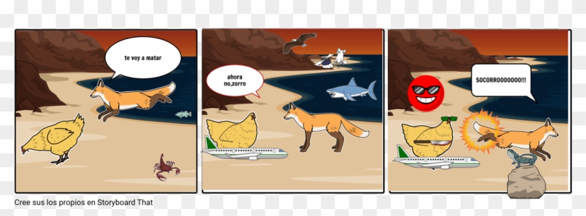 El Zorro Y El Pollo - Cartoon Clipart