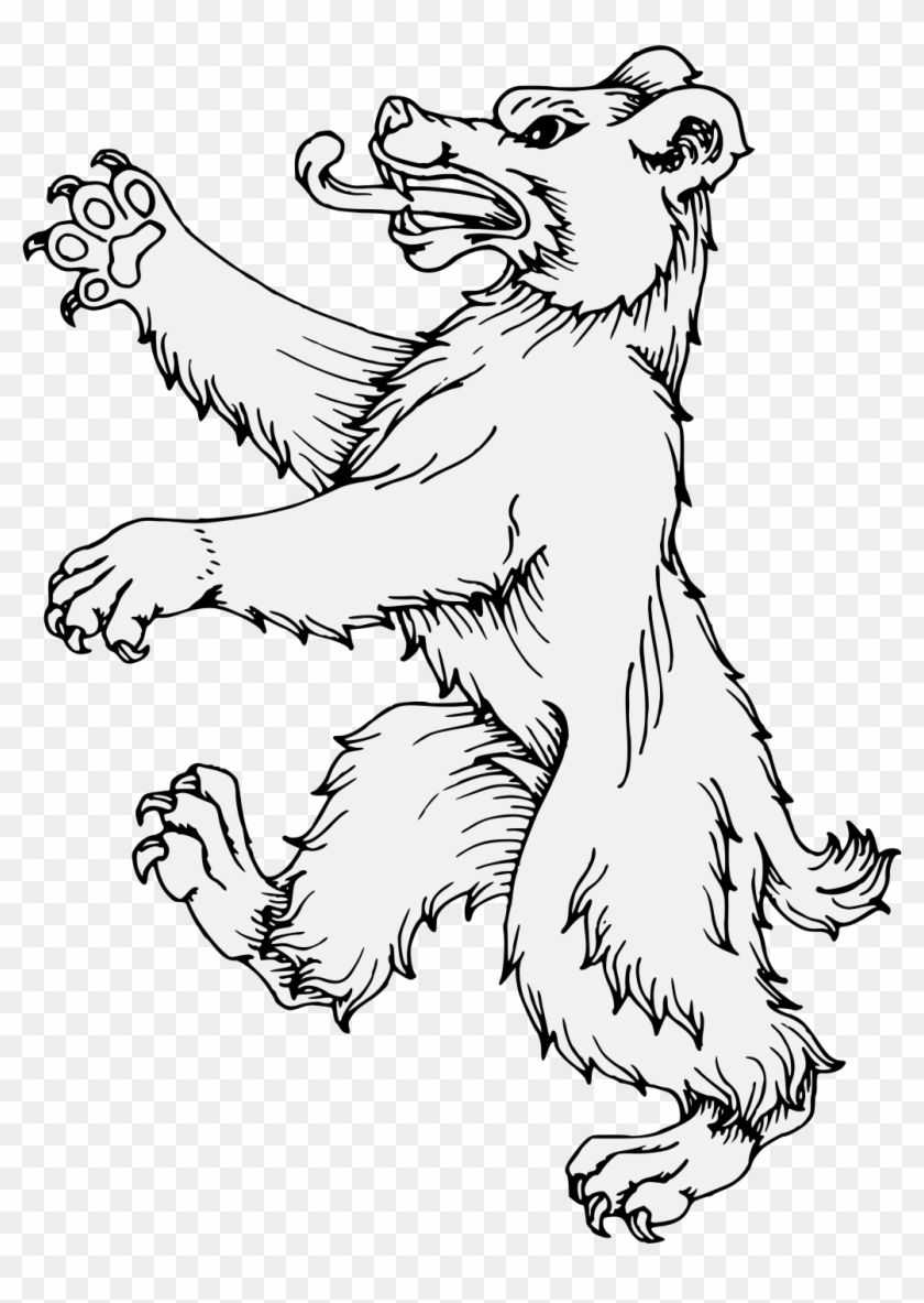 Bear Rampant - Line Art Clipart