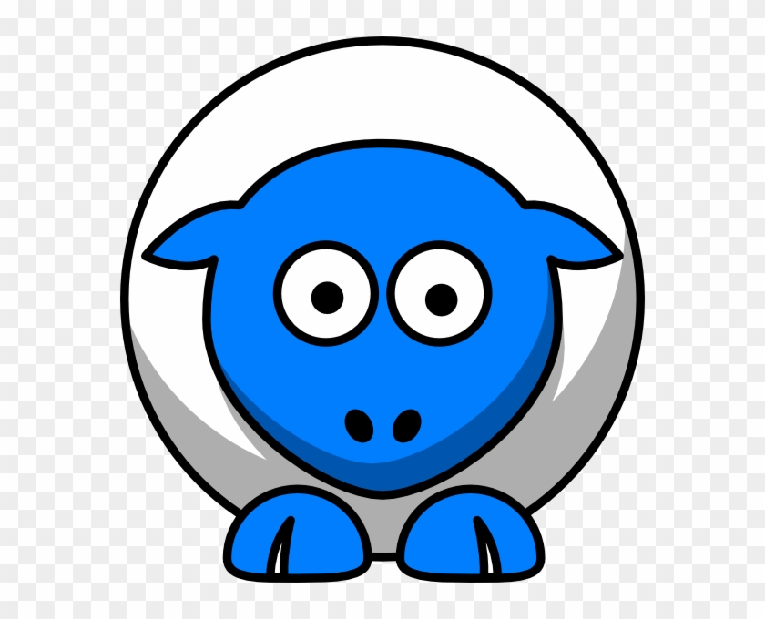 Sheep Looking Straight White With Bright Blue Face - Animal Cartoon Clipart - Png Download