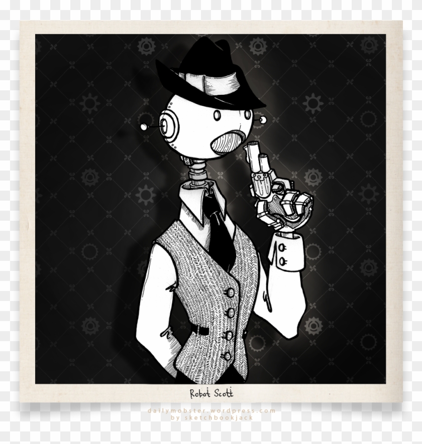Lonely Drawing Gangster - Robot Mobster Clipart #3798444