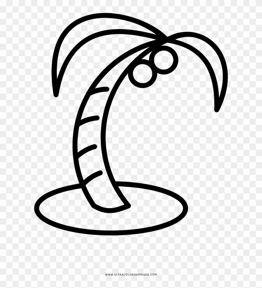 Palm Tree Coloring Page - Line Art Clipart #3799370