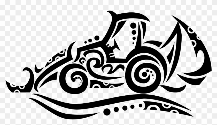 Drawing Tractors Black And White - Gambar Motor Tribal Png Clipart